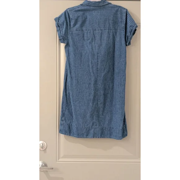 Women's J.CREW Blue & White Striped Denim Mini Dress Size 6 - Picture 6 of 8